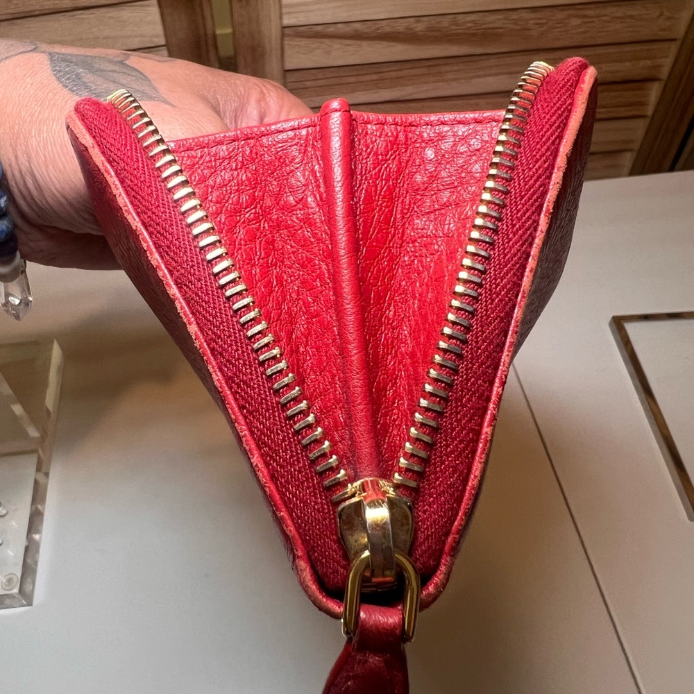 Prada Scarlet Leather Zip Wallet - Picture 3 of 16